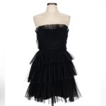 BCBGMAXAZRIA  Strapless Eve Tiered Tulle Mini Dress, Black Photo 2