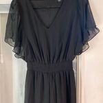 Halogen Women's Black Flutter Sleeve Wide Leg Chiffon Jumpsuit Size small (b6) Photo 3