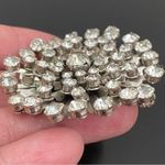 Vintage Unsigned Starburst Snowflake Clear Rhinestones Pendant Brooch 17g Photo 5