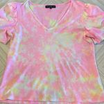 Generation Love  Neon Pink & Yellow Tie-Dye V-Neck Puffy Top - Size S Photo 0