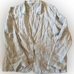 Eileen Fisher Linen Blazer Womens Large Gray Silver Metallic Fitted Jacket Photo 0