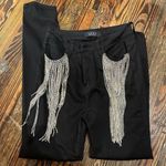 Akira  Size 5 black Rhinestone fringe jeans Photo 5