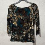 Cache Vintage Y2K Jewel Embellished Floral Burnout Velvet Blouse Top Size Medium Photo 7