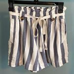 American Eagle Small NEW Teen Girl High rise Paper Bag Shorts Blue White Stripes Photo 0