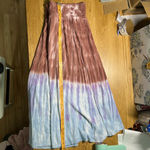 Chaser ‎ Tie Dye Stretch Silky Basics Rib Waist Faux Wrap Midi Skirt Lightweight Photo 11