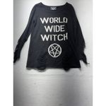 KILLSTAR  World Wide Witch Black Knit Sweater Pentagram Ripped Distressed M Photo 2