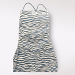 J.O.A. Dress‎ Women’s Small Blue White Zebra Print Lace Up Back Mini Photo 3