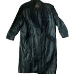 charles klein leather trench coats woman’s large paisley long jacket black Photo 0