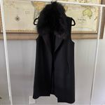 ZARA Woman Luxe Sleeveless Coat Faux Fur Removable Collar Black Small NWOT Photo 1