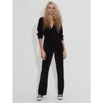 Suzie Kondi Selvi Black Velour Velvet V Neck Long Sleeve Jumpsuit Size XL Wrap Photo 3