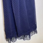 Blue Bird Polka Dot Sheer Dress Floral Appliqué Halter Midi Shift Dress Sz S Jun Photo 2