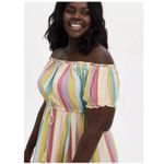Torrid Pastel Stripes M Challis Off Shoulder Midi Dress Size 2X Pockets Tassels Photo 1