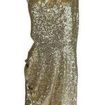 BCBGMAXAZRIA Women's Cocktail Dress Size XL Gold Sequined One Shoulder Sheath Photo 0