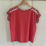 Set the Stage Ribbed Floral Capped Sleeve Casual Everyday Shirt Photo 0