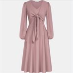 Grace Karin #308  Bow-Knot Long Sleeve Midi Dress Photo 2