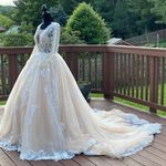 Custom Made Wedding Dress princess long train lace Embroidered Long Sleeve Light Weight Photo 5