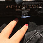 American Eagle  Shortie‎ Shorts Black Embroidered Floral Denim Jeans Women Photo 3