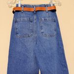 ZARA  High Waisted Wide Leg Denim Jeans Medium Wash Belted Size 0 Photo 3