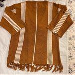 Rip Curl Striped Fringed Tassel Open Cardigan Sweater Brown Womens Medium Boho Photo 1
