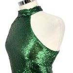 Lulus  Emerald Green Sequin Halter Mini Dress Party Formal Size Large NWT Photo 3