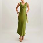 Rihoas Green Satin Cowl Neck Maxi Dress Size 4 Photo 2