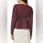 STAUD Peggy Top Plum Cotton Poplin Peplum Blouse Size Medium NWT Red Photo 11