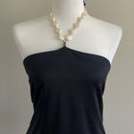 Forever 21 Black Bodysuit with Pearl Halter Tie Detail Size 1X Photo 0