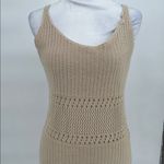 Lulus  Beige Crochet Knit Midi Dress Sleeveless Bodycon Small NWT Photo 2