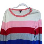 Talbots  Size Large Multicolor Stripe Zipper Shoulder Detail Pullover Sweater Photo 1