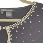 Michelle Nicole Women's Sweater Petite Medium Black Top Beaded Pearls Size undefined Photo 1