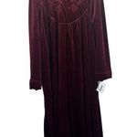 Vintage Amanda Stewart Velour Robe Womens Size Large Embroidered Floral Velvet Red Photo 0