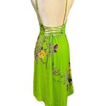 Urban Outfitters Y2K  Pricilla Lace Up Green Floral‎ Satin Dress XS Romantic Boho Photo 13