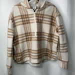 Joie  plaid thick chunky plaid flannel half zip‎ hooded sweatshirt size large Photo 0