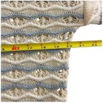 Blu Pepper  Sweater Crew Neck Open Knit Ruffle Beige Pink, Size Medium Photo 5