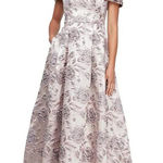 Alex Evenings  Purple Mauve Roses Floral Off Shoulder Gown Dress Wedding Prom Photo 0