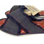 NEW Vintage Frayed Denim Washable Slide Slipper Sandals Red Bandana Insole 6/6.5 Photo 3