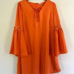 Venus 🦋  Orange Bell Sleeve Lace Up Mini Dress Small Fall Halloween Photo 0