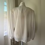 Karen Scott NWT Vintage ‘90s  White Embroidered High Neck Long Sleeve Blouse Photo 4
