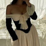 House Of CB HOUSE OF‎ CB 'Alana' Black & Cream Off Shoulder Dress NWOT size XS Photo 0