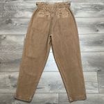Free People Margate Paper Bag Pleated High Rise Brown Ankle Trousers Size Small Photo 5