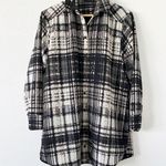 Topshop Black White Plaid Button Down Long Sleeve Shirt Dress Photo 1