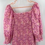 ASOS x NEW LOOK Dress Size 6 Smocked Floral Ruched Pink Orange Mini Sweetheart Photo 8