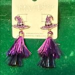 Halloween Purple and Black Witch Hat Earrings Photo 3