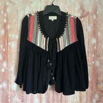 Rahi Cali Nomad Black Fringe Tassel Tie Front Blouse Photo 2
