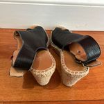 Maypol Anthropologie  black Leather Cross Band Espadrilles Wedge Sandals 40/9 Photo 3