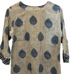 Women's 3/4 Sleeve Embellished Kurta Tunic Fits Up To Large Gray Blue Bead Boho Photo 6