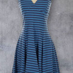 Peter Som Blue Striped A Line Dress Size Small Photo 0