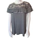 Heimish USA Black & White Striped & Camo Ruffle Top (M) Size M Photo 2