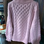 Pink Cable Knit Sweater Size Large 100% Acrylic Photo 1