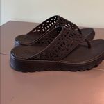 Skechers Women's Foamies Footsteps She's Cute Thong Wedge Slide Sandals Black 8 Photo 1